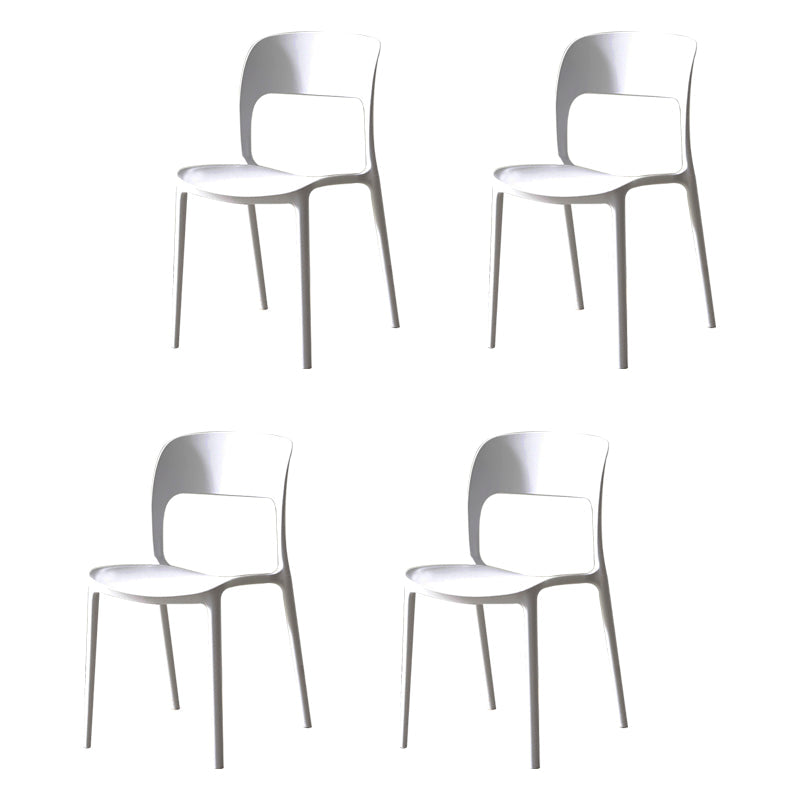 Contemporary Plastic Dining Room Chairs Open Back Dining Side Chair for Restaurant Use White 4 Piece Set Clearhalo ' kitchen&dining_furn' 'Dining Chairs' 'Dining Tables & Seating' 'dining_chair' 'furn' 'furn_dining_chair' 'Furniture' 'furniture_dining_chair' 'Kitchen & Dining Furniture' 'kitchen' 3910846