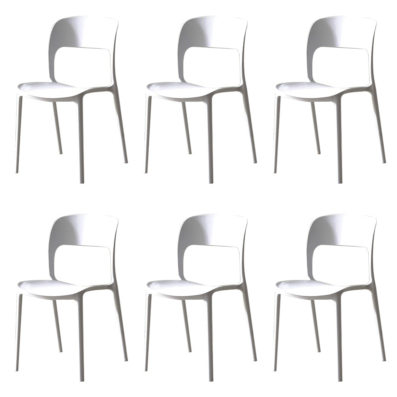 Contemporary Plastic Dining Room Chairs Open Back Dining Side Chair for Restaurant Use White 6 Piece Set Clearhalo ' kitchen&dining_furn' 'Dining Chairs' 'Dining Tables & Seating' 'dining_chair' 'furn' 'furn_dining_chair' 'Furniture' 'furniture_dining_chair' 'Kitchen & Dining Furniture' 'kitchen' 3910847