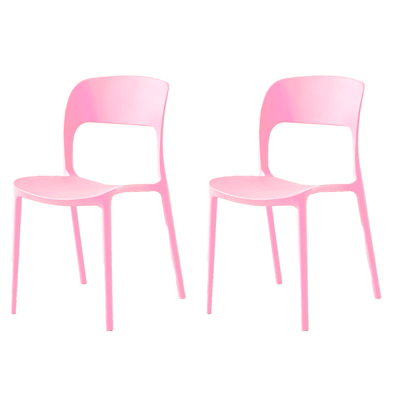 Contemporary Plastic Dining Room Chairs Open Back Dining Side Chair for Restaurant Use Pink 2 Piece Set Clearhalo ' kitchen&dining_furn' 'Dining Chairs' 'Dining Tables & Seating' 'dining_chair' 'furn' 'furn_dining_chair' 'Furniture' 'furniture_dining_chair' 'Kitchen & Dining Furniture' 'kitchen' 3910848
