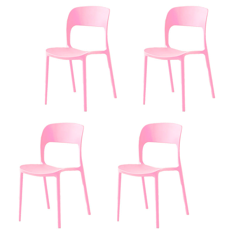 Contemporary Plastic Dining Room Chairs Open Back Dining Side Chair for Restaurant Use Pink 4 Piece Set Clearhalo ' kitchen&dining_furn' 'Dining Chairs' 'Dining Tables & Seating' 'dining_chair' 'furn' 'furn_dining_chair' 'Furniture' 'furniture_dining_chair' 'Kitchen & Dining Furniture' 'kitchen' 3910849