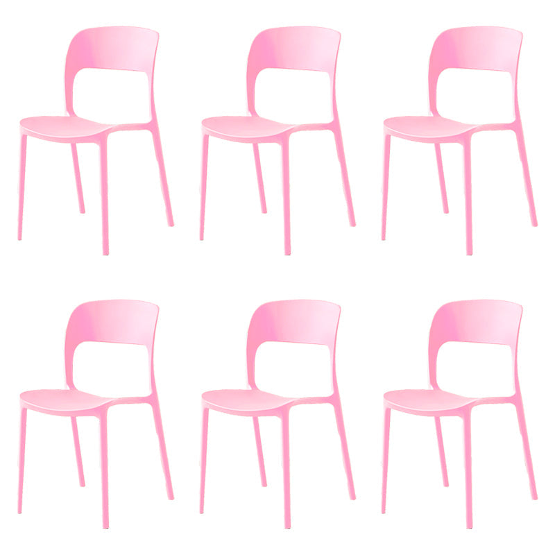 Contemporary Plastic Dining Room Chairs Open Back Dining Side Chair for Restaurant Use Pink 6 Piece Set Clearhalo ' kitchen&dining_furn' 'Dining Chairs' 'Dining Tables & Seating' 'dining_chair' 'furn' 'furn_dining_chair' 'Furniture' 'furniture_dining_chair' 'Kitchen & Dining Furniture' 'kitchen' 3910850