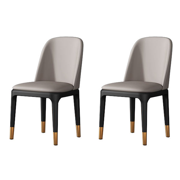 Contemporary Metal Dining Room Chairs Leather Dining Armless Chairs for Restaurant Light Gray 2 Piece Set Black Gold Clearhalo ' kitchen&dining_furn' 'Dining Chairs' 'Dining Tables & Seating' 'dining_chair' 'furn' 'furn_dining_chair' 'Furniture' 'furniture_dining_chair' 'Kitchen & Dining Furniture' 'kitchen' 3910872