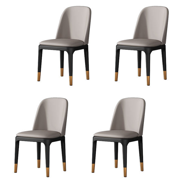 Contemporary Metal Dining Room Chairs Leather Dining Armless Chairs for Restaurant Light Gray 4 Piece Set Black Gold Clearhalo ' kitchen&dining_furn' 'Dining Chairs' 'Dining Tables & Seating' 'dining_chair' 'furn' 'furn_dining_chair' 'Furniture' 'furniture_dining_chair' 'Kitchen & Dining Furniture' 'kitchen' 3910873