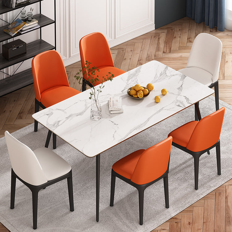 Contemporary Metal Dining Room Chairs Leather Dining Armless Chairs for Restaurant Clearhalo ' kitchen&dining_furn' 'Dining Chairs' 'Dining Tables & Seating' 'dining_chair' 'furn' 'furn_dining_chair' 'Furniture' 'furniture_dining_chair' 'Kitchen & Dining Furniture' 'kitchen' 3910878