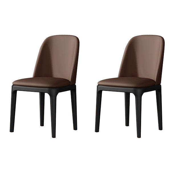 Contemporary Metal Dining Room Chairs Leather Dining Armless Chairs for Restaurant Dark Brown 2 Piece Set Black Clearhalo ' kitchen&dining_furn' 'Dining Chairs' 'Dining Tables & Seating' 'dining_chair' 'furn' 'furn_dining_chair' 'Furniture' 'furniture_dining_chair' 'Kitchen & Dining Furniture' 'kitchen' 3910885