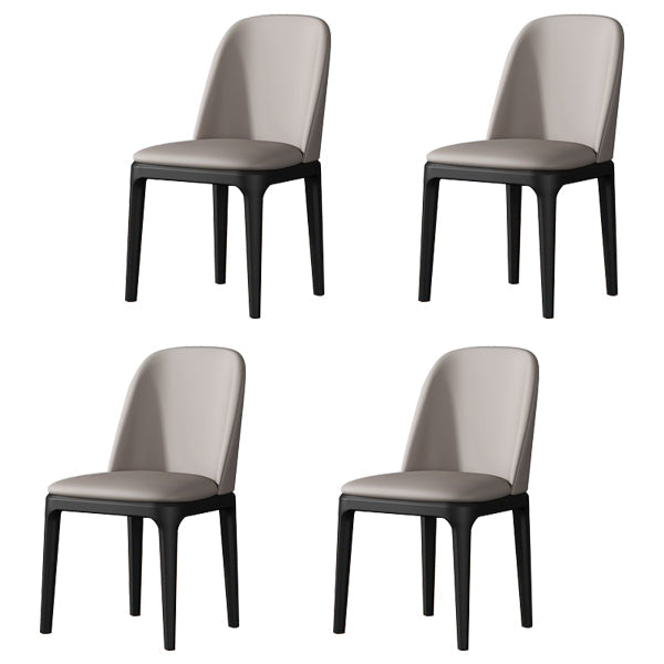 Contemporary Metal Dining Room Chairs Leather Dining Armless Chairs for Restaurant Light Gray 4 Piece Set Black Clearhalo ' kitchen&dining_furn' 'Dining Chairs' 'Dining Tables & Seating' 'dining_chair' 'furn' 'furn_dining_chair' 'Furniture' 'furniture_dining_chair' 'Kitchen & Dining Furniture' 'kitchen' 3910893