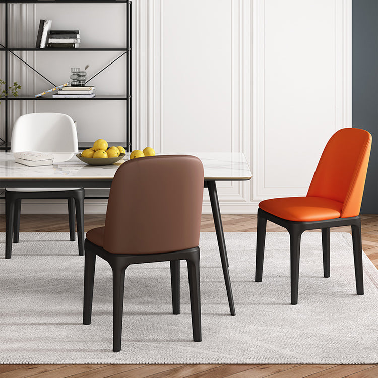 Contemporary Metal Dining Room Chairs Leather Dining Armless Chairs for Restaurant Clearhalo ' kitchen&dining_furn' 'Dining Chairs' 'Dining Tables & Seating' 'dining_chair' 'furn' 'furn_dining_chair' 'Furniture' 'furniture_dining_chair' 'Kitchen & Dining Furniture' 'kitchen' 3910894