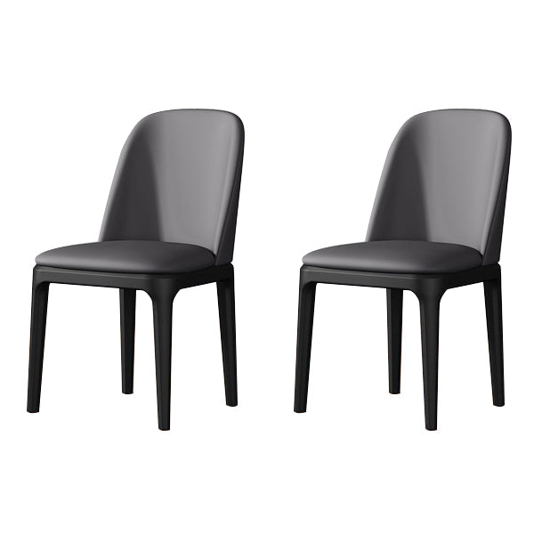 Contemporary Metal Dining Room Chairs Leather Dining Armless Chairs for Restaurant Dark Gray 2 Piece Set Black Clearhalo ' kitchen&dining_furn' 'Dining Chairs' 'Dining Tables & Seating' 'dining_chair' 'furn' 'furn_dining_chair' 'Furniture' 'furniture_dining_chair' 'Kitchen & Dining Furniture' 'kitchen' 3910896