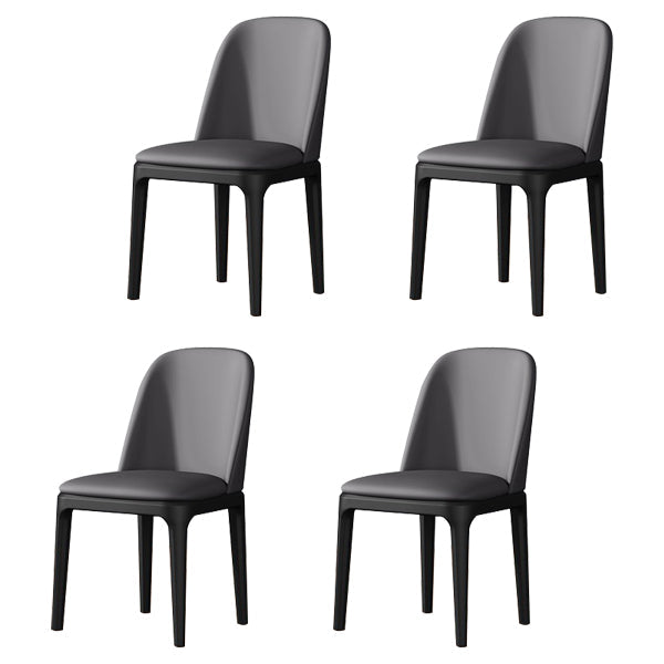Contemporary Metal Dining Room Chairs Leather Dining Armless Chairs for Restaurant Dark Gray 4 Piece Set Black Clearhalo ' kitchen&dining_furn' 'Dining Chairs' 'Dining Tables & Seating' 'dining_chair' 'furn' 'furn_dining_chair' 'Furniture' 'furniture_dining_chair' 'Kitchen & Dining Furniture' 'kitchen' 3910897