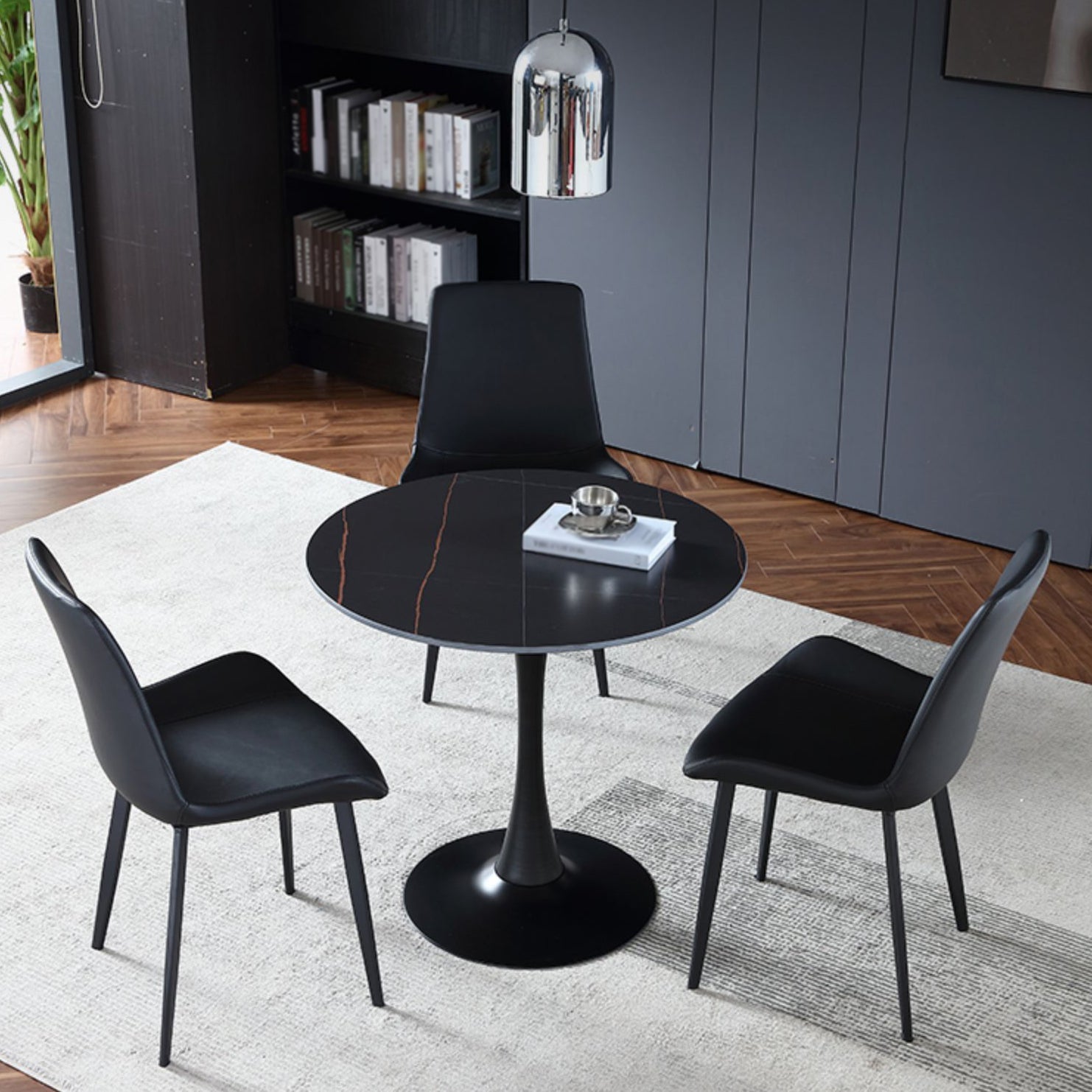 Modern Style Dining Table Round Sintered Stone Dining Table for Home Use Clearhalo ' dining_table' 'Dining Tables & Seating' 'Dining Tables' 'furn' 'furn_dining_table' 'Furniture' 'furniture_dining_table' 'Kitchen & Dining Furniture' 'kitchen&dining_furn' 'kitchen' 'kitchen_dining_table' 3922655