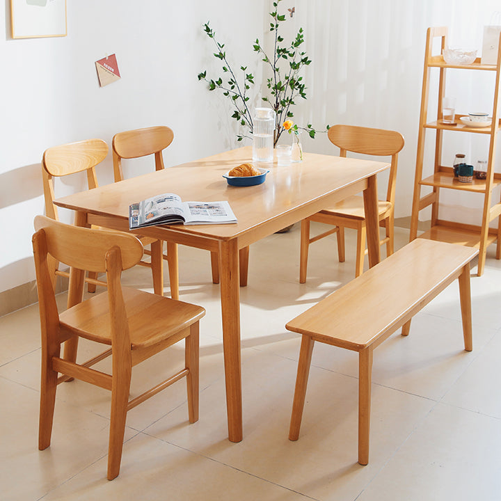 Rectangle Solid Wood Dining Table Modern Beech Wood Table in Nature with 4 Legs Clearhalo ' dining_table' 'Dining Tables & Seating' 'Dining Tables' 'furn' 'furn_dining_table' 'Furniture' 'furniture_dining_table' 'Kitchen & Dining Furniture' 'kitchen&dining_furn' 'kitchen' 'kitchen_dining_table' 3922724