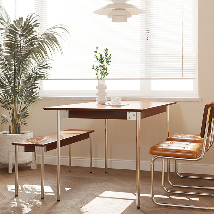 Boxwood Solid Wood Dining Table Metallic 4 Legs Base Rectangle Table for Home Clearhalo ' dining_table' 'Dining Tables & Seating' 'Dining Tables' 'furn' 'furn_dining_table' 'Furniture' 'furniture_dining_table' 'Kitchen & Dining Furniture' 'kitchen&dining_furn' 'kitchen' 'kitchen_dining_table' 3922741