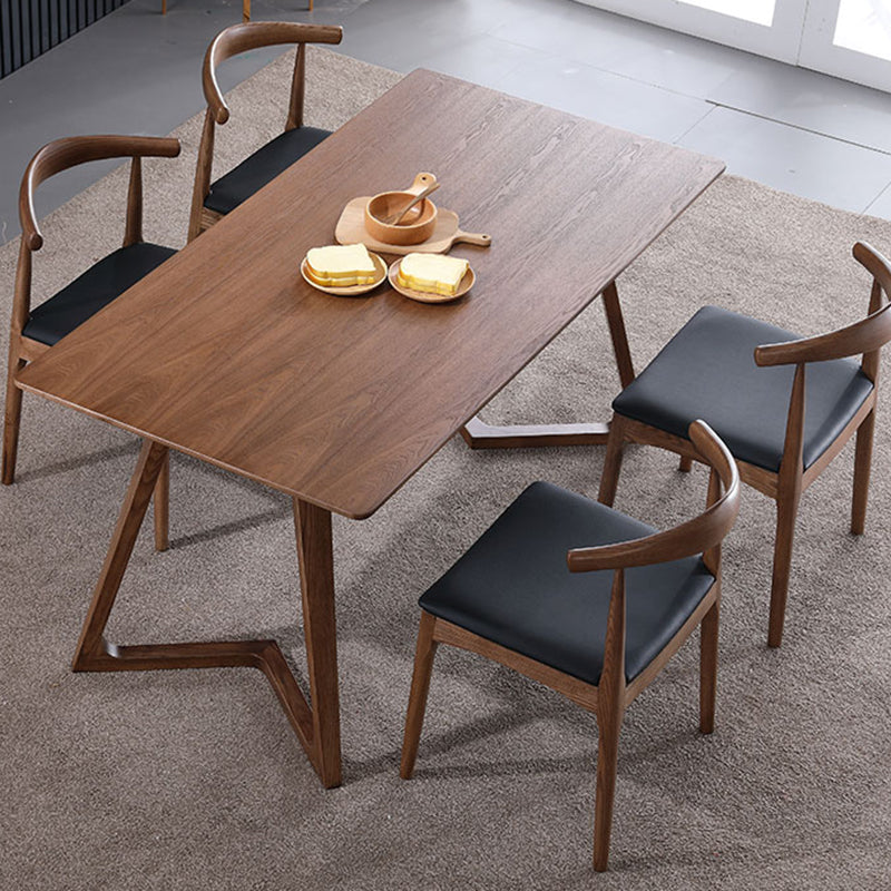 Contemporary Ash Wood Dining Table Double Pedestal Solid Wood Base Rectangle Table for Home Clearhalo ' dining_table' 'Dining Tables & Seating' 'Dining Tables' 'furn' 'furn_dining_table' 'Furniture' 'furniture_dining_table' 'Kitchen & Dining Furniture' 'kitchen&dining_furn' 'kitchen' 'kitchen_dining_table' 3922752