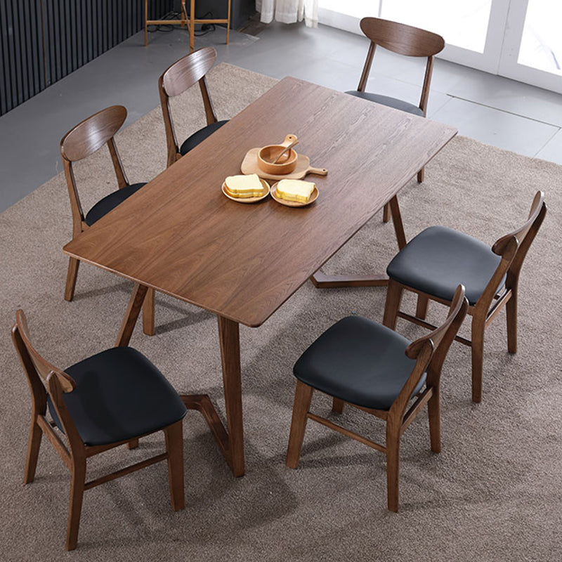 Contemporary Ash Wood Dining Table Double Pedestal Solid Wood Base Rectangle Table for Home Clearhalo ' dining_table' 'Dining Tables & Seating' 'Dining Tables' 'furn' 'furn_dining_table' 'Furniture' 'furniture_dining_table' 'Kitchen & Dining Furniture' 'kitchen&dining_furn' 'kitchen' 'kitchen_dining_table' 3922753