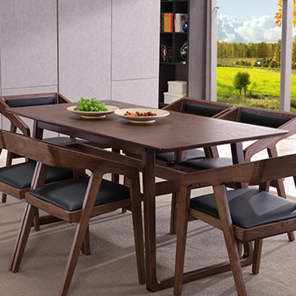 Contemporary Ash Wood Dining Table Double Pedestal Solid Wood Base Rectangle Table for Home Clearhalo ' dining_table' 'Dining Tables & Seating' 'Dining Tables' 'furn' 'furn_dining_table' 'Furniture' 'furniture_dining_table' 'Kitchen & Dining Furniture' 'kitchen&dining_furn' 'kitchen' 'kitchen_dining_table' 3922761