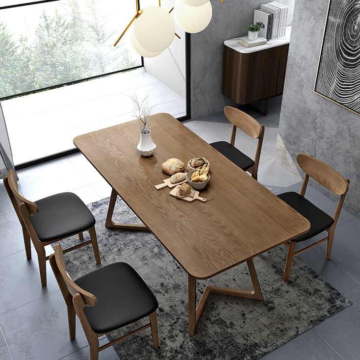 Contemporary Ash Wood Dining Table Double Pedestal Solid Wood Base Rectangle Table for Home Clearhalo ' dining_table' 'Dining Tables & Seating' 'Dining Tables' 'furn' 'furn_dining_table' 'Furniture' 'furniture_dining_table' 'Kitchen & Dining Furniture' 'kitchen&dining_furn' 'kitchen' 'kitchen_dining_table' 3922762