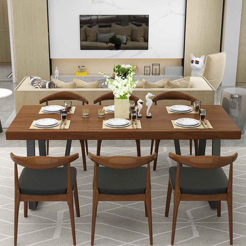 Metal Industrial Rectangle Dining Table Solid Wood Table for Kitchen and Dining Room Clearhalo ' dining_table' 'Dining Tables & Seating' 'Dining Tables' 'furn' 'furn_dining_table' 'Furniture' 'furniture_dining_table' 'Kitchen & Dining Furniture' 'kitchen&dining_furn' 'kitchen' 'kitchen_dining_table' 3922786