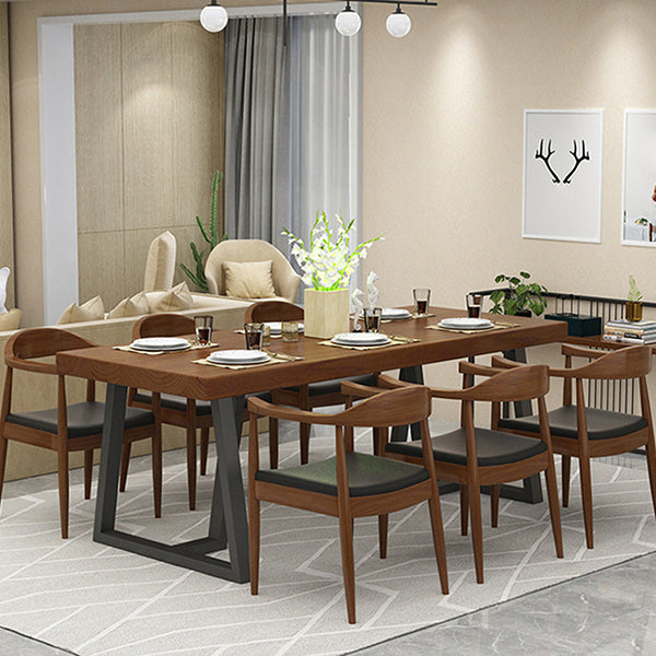 Metal Industrial Rectangle Dining Table Solid Wood Table for Kitchen and Dining Room Clearhalo ' dining_table' 'Dining Tables & Seating' 'Dining Tables' 'furn' 'furn_dining_table' 'Furniture' 'furniture_dining_table' 'Kitchen & Dining Furniture' 'kitchen&dining_furn' 'kitchen' 'kitchen_dining_table' 3922788