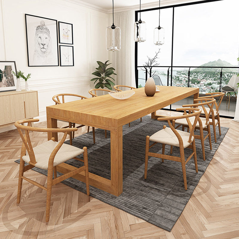Pine Solid Wood Dining Double Table Pedestal Base Rectangle Table for Home Clearhalo ' dining_table' 'Dining Tables & Seating' 'Dining Tables' 'furn' 'furn_dining_table' 'Furniture' 'furniture_dining_table' 'Kitchen & Dining Furniture' 'kitchen&dining_furn' 'kitchen' 'kitchen_dining_table' 3922811