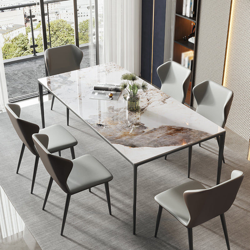 Metal Contemporary Rectangular Table White Sintered Stone Dining Table with Metal Legs Clearhalo ' dining_table' 'Dining Tables & Seating' 'Dining Tables' 'furn' 'furn_dining_table' 'Furniture' 'furniture_dining_table' 'Kitchen & Dining Furniture' 'kitchen&dining_furn' 'kitchen' 'kitchen_dining_table' 3922879