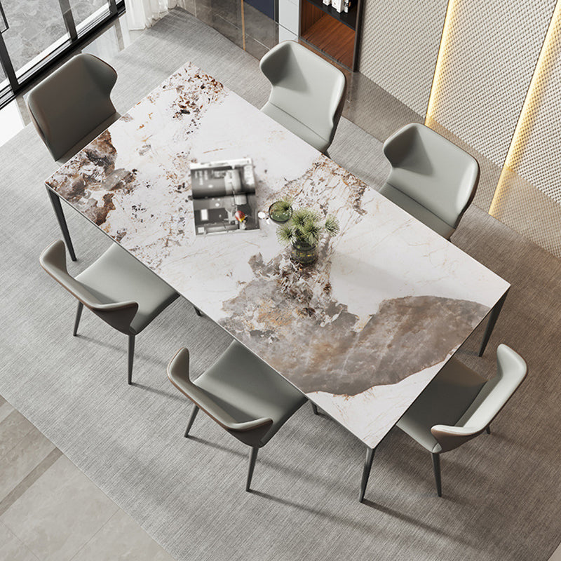 Metal Contemporary Rectangular Table White Sintered Stone Dining Table with Metal Legs Clearhalo ' dining_table' 'Dining Tables & Seating' 'Dining Tables' 'furn' 'furn_dining_table' 'Furniture' 'furniture_dining_table' 'Kitchen & Dining Furniture' 'kitchen&dining_furn' 'kitchen' 'kitchen_dining_table' 3922880