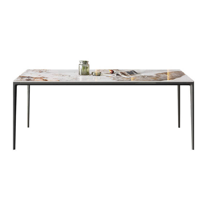 Metal Contemporary Rectangular Table White Sintered Stone Dining Table with Metal Legs Without Chairs Clearhalo ' dining_table' 'Dining Tables & Seating' 'Dining Tables' 'furn' 'furn_dining_table' 'Furniture' 'furniture_dining_table' 'Kitchen & Dining Furniture' 'kitchen&dining_furn' 'kitchen' 'kitchen_dining_table' 3922883