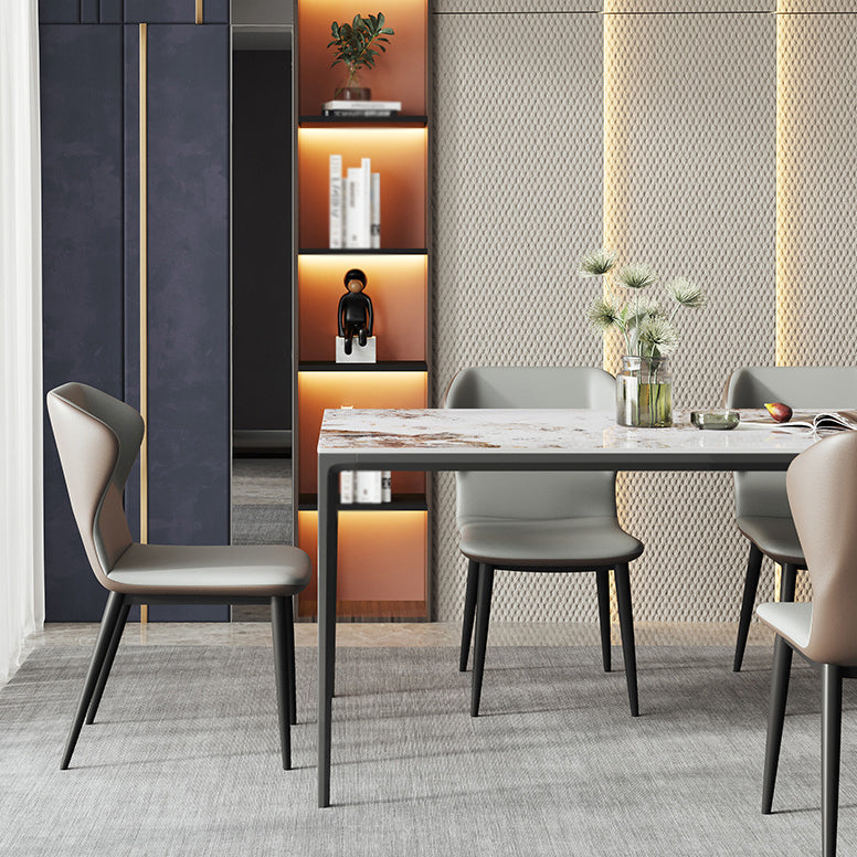 Metal Contemporary Rectangular Table White Sintered Stone Dining Table with Metal Legs Clearhalo ' dining_table' 'Dining Tables & Seating' 'Dining Tables' 'furn' 'furn_dining_table' 'Furniture' 'furniture_dining_table' 'Kitchen & Dining Furniture' 'kitchen&dining_furn' 'kitchen' 'kitchen_dining_table' 3922887