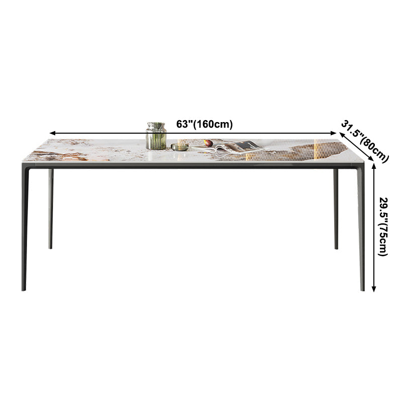 Metal Contemporary Rectangular Table White Sintered Stone Dining Table with Metal Legs Clearhalo ' dining_table' 'Dining Tables & Seating' 'Dining Tables' 'furn' 'furn_dining_table' 'Furniture' 'furniture_dining_table' 'Kitchen & Dining Furniture' 'kitchen&dining_furn' 'kitchen' 'kitchen_dining_table' 3922892