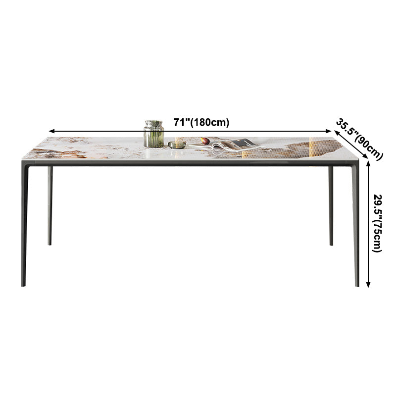 Metal Contemporary Rectangular Table White Sintered Stone Dining Table with Metal Legs Clearhalo ' dining_table' 'Dining Tables & Seating' 'Dining Tables' 'furn' 'furn_dining_table' 'Furniture' 'furniture_dining_table' 'Kitchen & Dining Furniture' 'kitchen&dining_furn' 'kitchen' 'kitchen_dining_table' 3922893