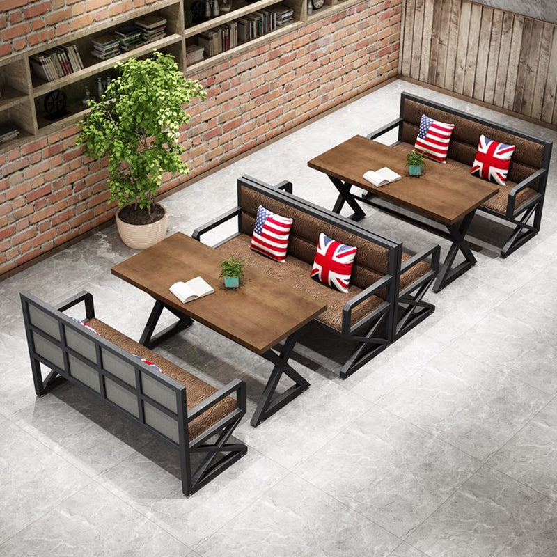 Industrial Style Brown Dinner Table Solid Wood Trestle Table for Dining Room Clearhalo ' dining_table' 'Dining Tables & Seating' 'Dining Tables' 'furn' 'furn_dining_table' 'Furniture' 'furniture_dining_table' 'Kitchen & Dining Furniture' 'kitchen&dining_furn' 'kitchen' 'kitchen_dining_table' 3922927