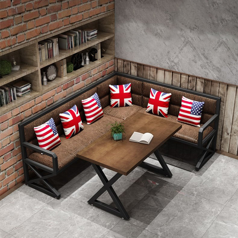 Industrial Style Brown Dinner Table Solid Wood Trestle Table for Dining Room Clearhalo ' dining_table' 'Dining Tables & Seating' 'Dining Tables' 'furn' 'furn_dining_table' 'Furniture' 'furniture_dining_table' 'Kitchen & Dining Furniture' 'kitchen&dining_furn' 'kitchen' 'kitchen_dining_table' 3922932