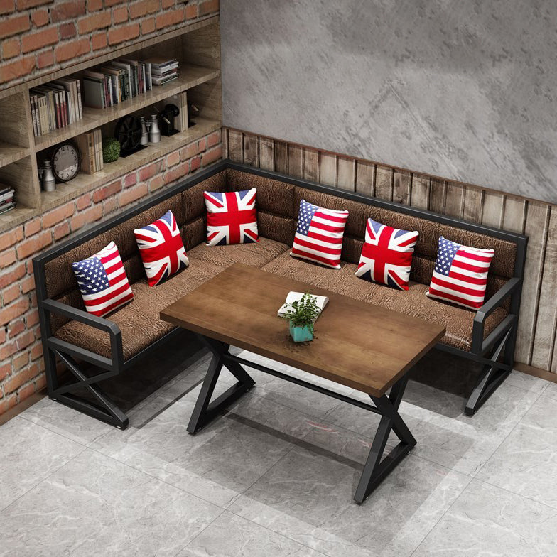 Industrial Style Brown Dinner Table Solid Wood Trestle Table for Dining Room Clearhalo ' dining_table' 'Dining Tables & Seating' 'Dining Tables' 'furn' 'furn_dining_table' 'Furniture' 'furniture_dining_table' 'Kitchen & Dining Furniture' 'kitchen&dining_furn' 'kitchen' 'kitchen_dining_table' 3922933