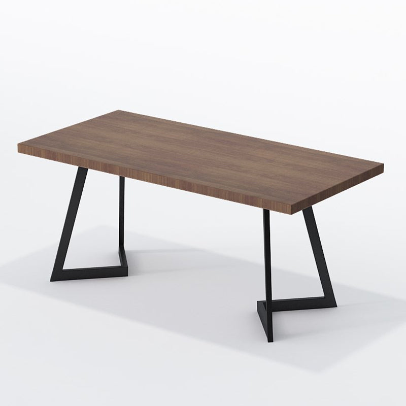 Industrial Brown Dinner Table Solid Wood Table with Metal Base for Dining Room 63"L x 27.6"W x 29.5"H Without Chairs Clearhalo ' dining_table' 'Dining Tables & Seating' 'Dining Tables' 'furn' 'furn_dining_table' 'Furniture' 'furniture_dining_table' 'Kitchen & Dining Furniture' 'kitchen&dining_furn' 'kitchen' 'kitchen_dining_table' 3922944