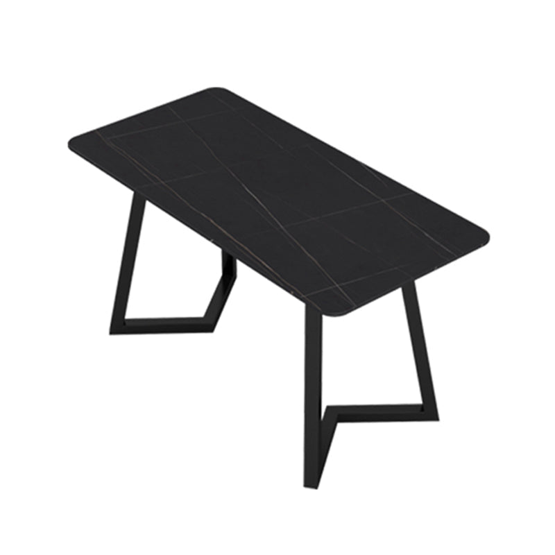 Industrial Style Dinner Table Rectangle Table with Black Frame for Dining Room Slate Without Chairs Clearhalo ' dining_table' 'Dining Tables & Seating' 'Dining Tables' 'furn' 'furn_dining_table' 'Furniture' 'furniture_dining_table' 'Kitchen & Dining Furniture' 'kitchen&dining_furn' 'kitchen' 'kitchen_dining_table' 3922958