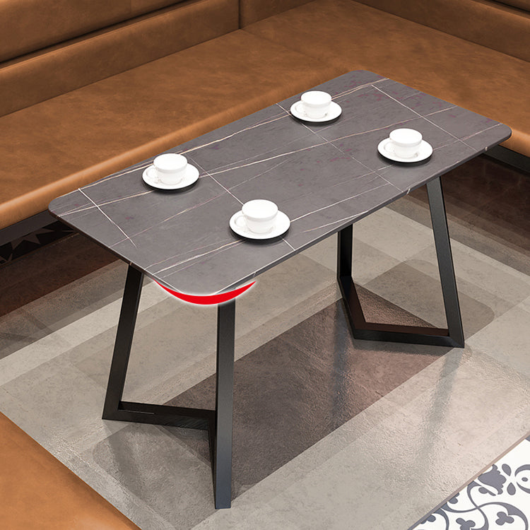 Industrial Style Dinner Table Rectangle Table with Black Frame for Dining Room Clearhalo ' dining_table' 'Dining Tables & Seating' 'Dining Tables' 'furn' 'furn_dining_table' 'Furniture' 'furniture_dining_table' 'Kitchen & Dining Furniture' 'kitchen&dining_furn' 'kitchen' 'kitchen_dining_table' 3922959