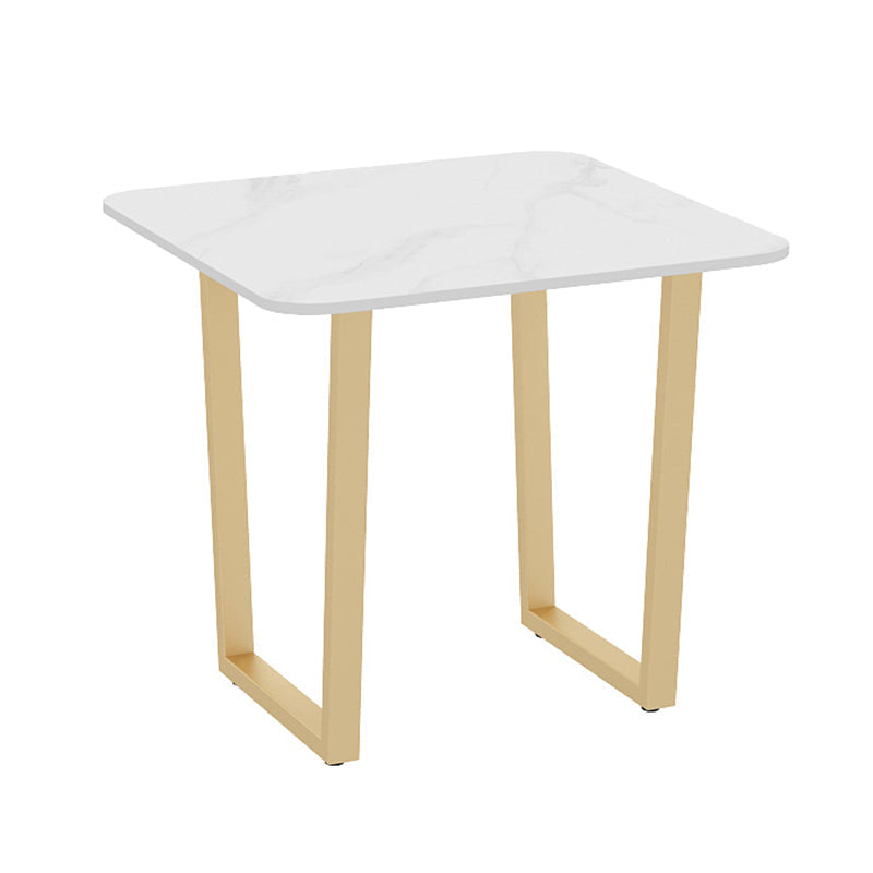 Traditional Luxury Style Dining Table Sintered Stone Table with Gold Frame for Dining Room White 23.6"L x 23.6"W x 29.5"H Without Chairs Clearhalo ' dining_table' 'Dining Tables & Seating' 'Dining Tables' 'furn' 'furn_dining_table' 'Furniture' 'furniture_dining_table' 'Kitchen & Dining Furniture' 'kitchen&dining_furn' 'kitchen' 'kitchen_dining_table' 3922969