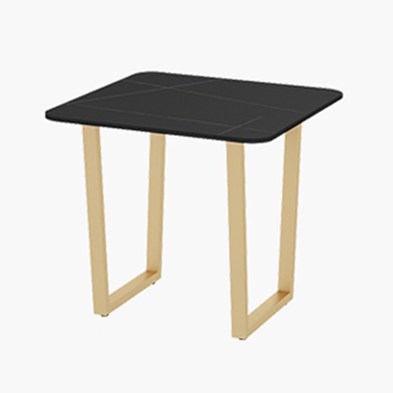 Traditional Luxury Style Dining Table Sintered Stone Table with Gold Frame for Dining Room Black 23.6"L x 23.6"W x 29.5"H Without Chairs Clearhalo ' dining_table' 'Dining Tables & Seating' 'Dining Tables' 'furn' 'furn_dining_table' 'Furniture' 'furniture_dining_table' 'Kitchen & Dining Furniture' 'kitchen&dining_furn' 'kitchen' 'kitchen_dining_table' 3922970