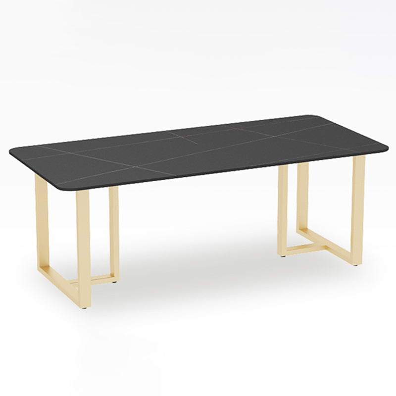 Traditional Luxury Style Dining Table Sintered Stone Table with Gold Frame for Dining Room Black Without Chairs Clearhalo ' dining_table' 'Dining Tables & Seating' 'Dining Tables' 'furn' 'furn_dining_table' 'Furniture' 'furniture_dining_table' 'Kitchen & Dining Furniture' 'kitchen&dining_furn' 'kitchen' 'kitchen_dining_table' 3922972
