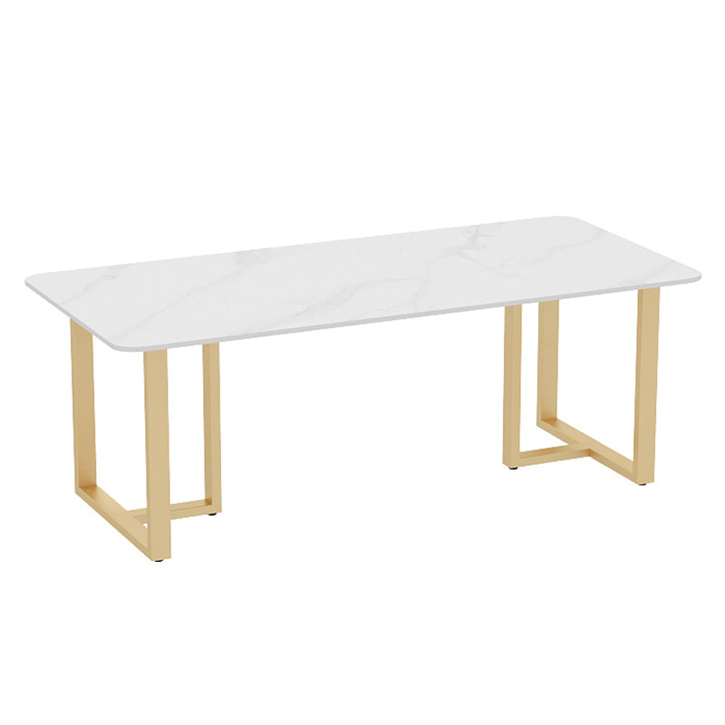 Traditional Luxury Style Dining Table Sintered Stone Table with Gold Frame for Dining Room White Without Chairs Clearhalo ' dining_table' 'Dining Tables & Seating' 'Dining Tables' 'furn' 'furn_dining_table' 'Furniture' 'furniture_dining_table' 'Kitchen & Dining Furniture' 'kitchen&dining_furn' 'kitchen' 'kitchen_dining_table' 3922975