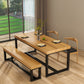 Industrial Solid Wood Dining Table Rectangle Table in Brown with Metal Trestle Base Clearhalo ' dining_table' 'Dining Tables & Seating' 'Dining Tables' 'furn' 'furn_dining_table' 'Furniture' 'furniture_dining_table' 'Kitchen & Dining Furniture' 'kitchen&dining_furn' 'kitchen' 'kitchen_dining_table' 3923051