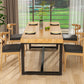 Industrial Solid Wood Dining Table Rectangle Table in Brown with Metal Trestle Base Clearhalo ' dining_table' 'Dining Tables & Seating' 'Dining Tables' 'furn' 'furn_dining_table' 'Furniture' 'furniture_dining_table' 'Kitchen & Dining Furniture' 'kitchen&dining_furn' 'kitchen' 'kitchen_dining_table' 3923054