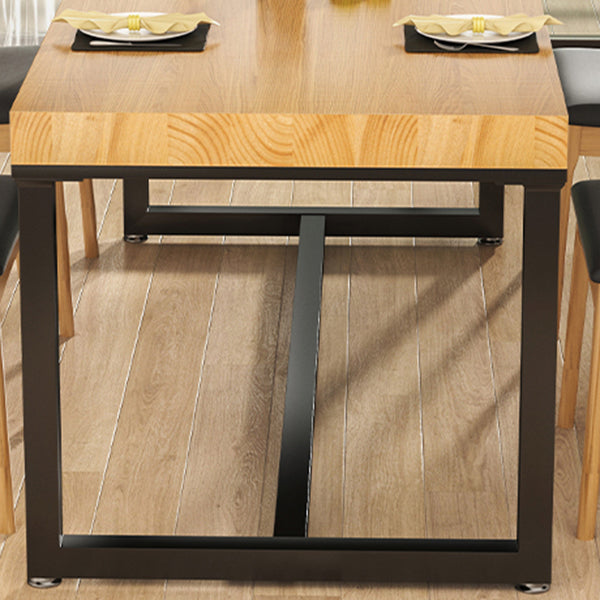 Industrial Solid Wood Dining Table Rectangle Table in Brown with Metal Trestle Base Clearhalo ' dining_table' 'Dining Tables & Seating' 'Dining Tables' 'furn' 'furn_dining_table' 'Furniture' 'furniture_dining_table' 'Kitchen & Dining Furniture' 'kitchen&dining_furn' 'kitchen' 'kitchen_dining_table' 3923057