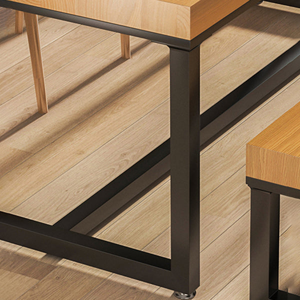 Industrial Solid Wood Dining Table Rectangle Table in Brown with Metal Trestle Base Clearhalo ' dining_table' 'Dining Tables & Seating' 'Dining Tables' 'furn' 'furn_dining_table' 'Furniture' 'furniture_dining_table' 'Kitchen & Dining Furniture' 'kitchen&dining_furn' 'kitchen' 'kitchen_dining_table' 3923058