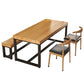 Industrial Solid Wood Dining Table Rectangle Table in Brown with Metal Trestle Base Clearhalo ' dining_table' 'Dining Tables & Seating' 'Dining Tables' 'furn' 'furn_dining_table' 'Furniture' 'furniture_dining_table' 'Kitchen & Dining Furniture' 'kitchen&dining_furn' 'kitchen' 'kitchen_dining_table' 3923059