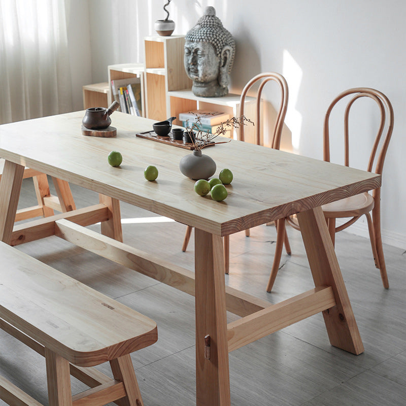 Rectangle Pine Solid Wood Table in Nature Modern Dining Table with Trestle Base for Restaurant Clearhalo ' dining_table' 'Dining Tables & Seating' 'Dining Tables' 'furn' 'furn_dining_table' 'Furniture' 'furniture_dining_table' 'Kitchen & Dining Furniture' 'kitchen&dining_furn' 'kitchen' 'kitchen_dining_table' 3923068