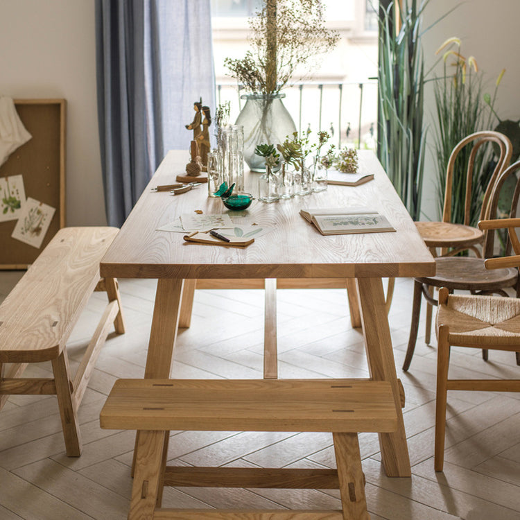 Rectangle Pine Solid Wood Table in Nature Modern Dining Table with Trestle Base for Restaurant Clearhalo ' dining_table' 'Dining Tables & Seating' 'Dining Tables' 'furn' 'furn_dining_table' 'Furniture' 'furniture_dining_table' 'Kitchen & Dining Furniture' 'kitchen&dining_furn' 'kitchen' 'kitchen_dining_table' 3923076