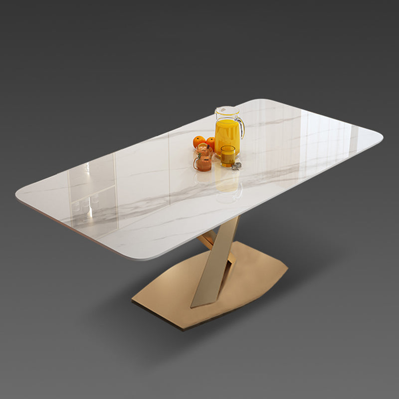Sintered Stone Top Rectangle Table for Restaurant Luxury Dining Table with Gold Pedestal Clearhalo ' dining_table' 'Dining Tables & Seating' 'Dining Tables' 'furn' 'furn_dining_table' 'Furniture' 'furniture_dining_table' 'Kitchen & Dining Furniture' 'kitchen&dining_furn' 'kitchen' 'kitchen_dining_table' 3923104