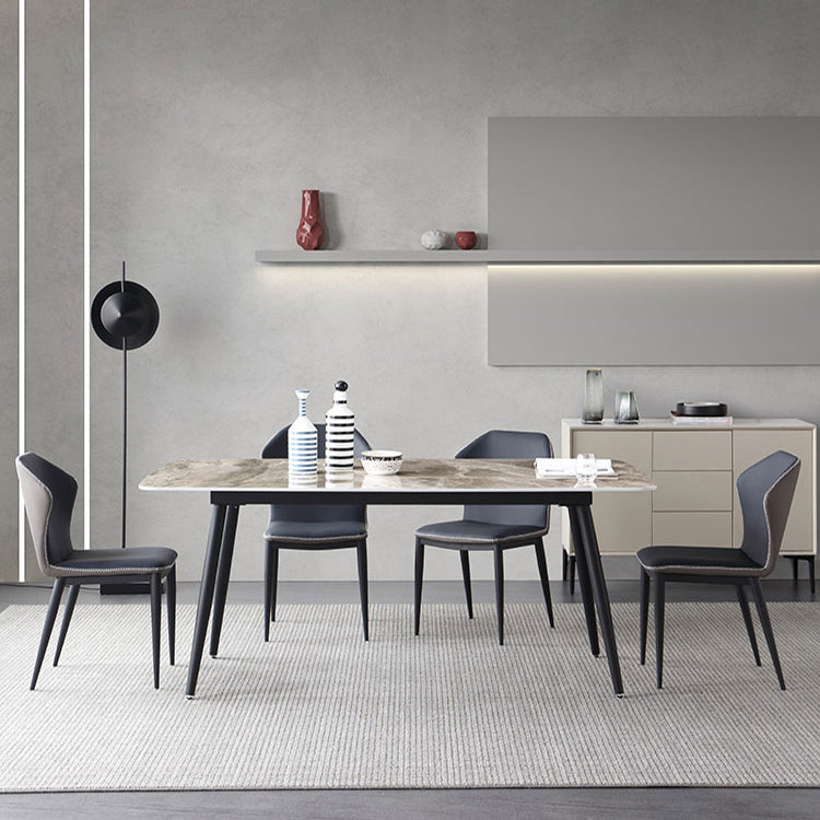 Industrial Sintered Stone Dining Table 4 Legs Metallic Base Rectangle Table for Kitchen Clearhalo ' dining_table' 'Dining Tables & Seating' 'Dining Tables' 'furn' 'furn_dining_table' 'Furniture' 'furniture_dining_table' 'Kitchen & Dining Furniture' 'kitchen&dining_furn' 'kitchen' 'kitchen_dining_table' 3923126