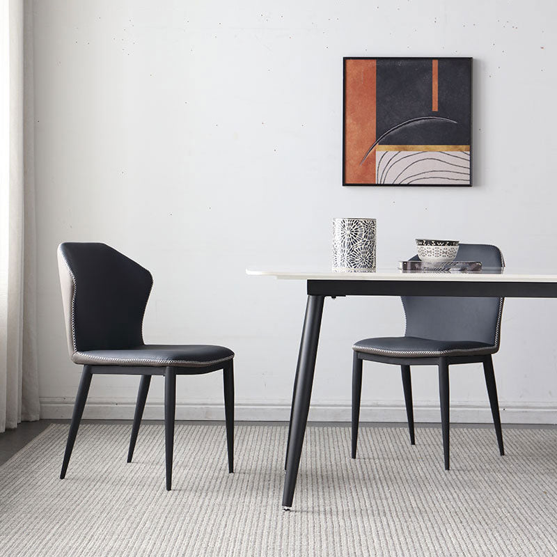 Industrial Sintered Stone Dining Table 4 Legs Metallic Base Rectangle Table for Kitchen Clearhalo ' dining_table' 'Dining Tables & Seating' 'Dining Tables' 'furn' 'furn_dining_table' 'Furniture' 'furniture_dining_table' 'Kitchen & Dining Furniture' 'kitchen&dining_furn' 'kitchen' 'kitchen_dining_table' 3923131