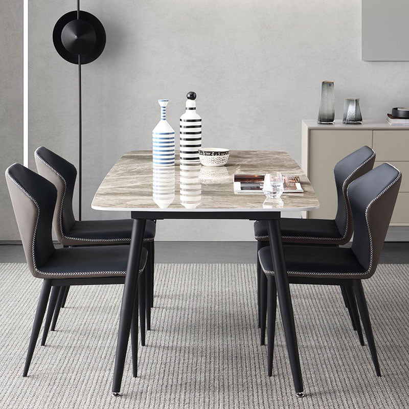 Industrial Sintered Stone Dining Table 4 Legs Metallic Base Rectangle Table for Kitchen Clearhalo ' dining_table' 'Dining Tables & Seating' 'Dining Tables' 'furn' 'furn_dining_table' 'Furniture' 'furniture_dining_table' 'Kitchen & Dining Furniture' 'kitchen&dining_furn' 'kitchen' 'kitchen_dining_table' 3923133